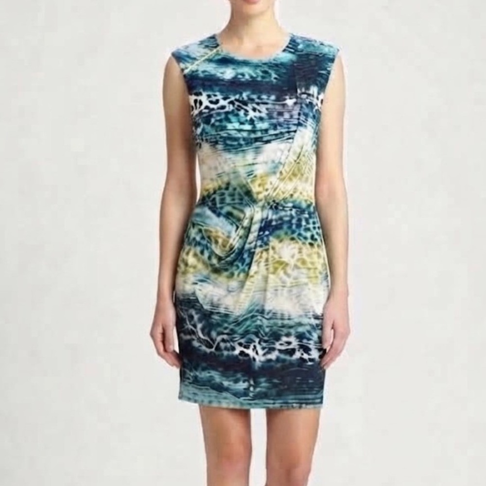 Guess Vintage Y2K Dress 8 Blue Edgy Animal Leopard Print Party Cocktail